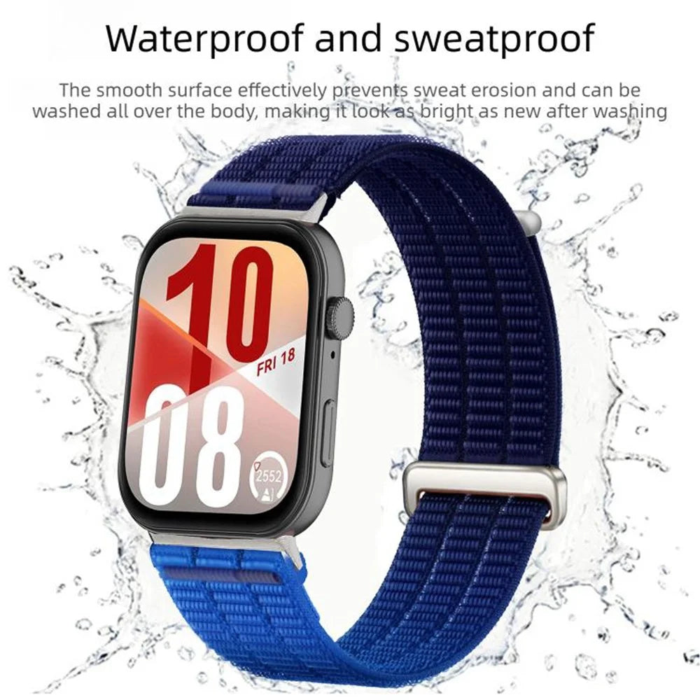 Nylon Loop Watch Strap for Huawei Watch Fit 4 Pro / Fit 4 / Fit 3 Magic Tape Breathable Band with Metal Connector - Dusk Blue - 3