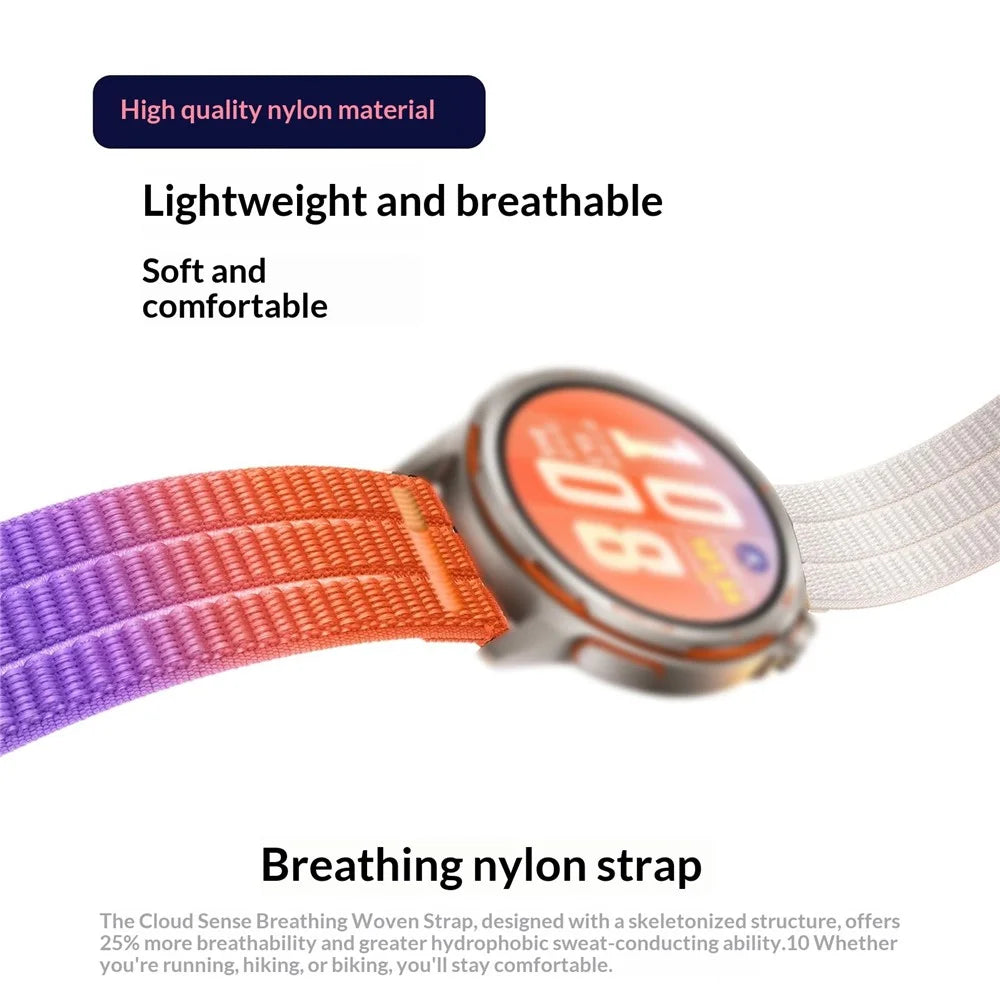 22mm Nylon Loop Watch Strap for Huawei Watch GT 6 46mm / GT 5 46mm / GT 5 Pro 46mm Magic Tape Breathable Band with Metal Connector - Dusk Blue - 5