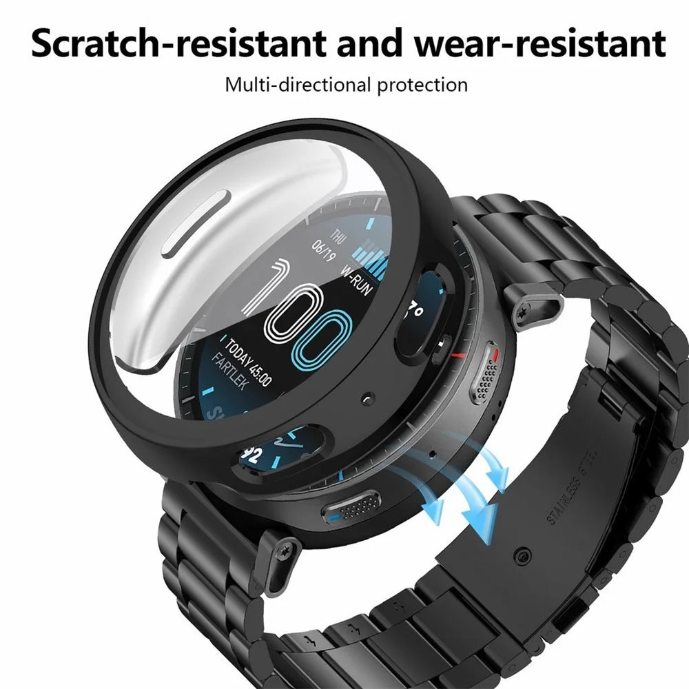 For Huami Amazfit Active Max 3-Bead Stainless Steel Strap with TPU Full Cover Watch Case - Black - 4