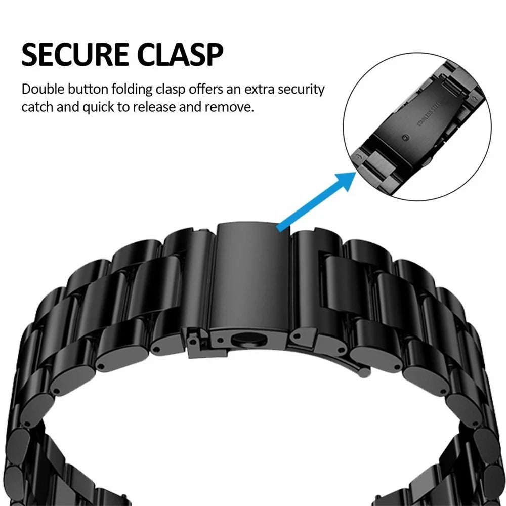 For Huami Amazfit Active Max 3-Bead Stainless Steel Strap with TPU Full Cover Watch Case - Black - 6