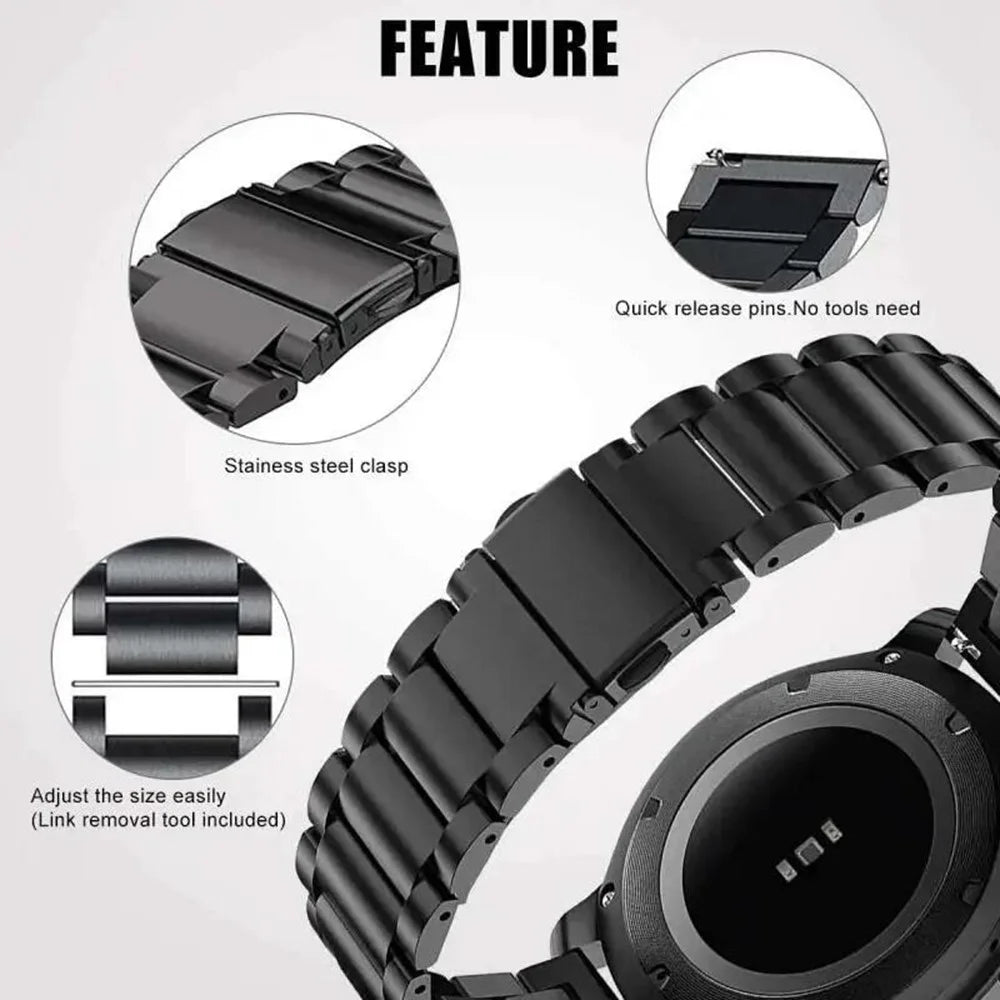 For Huami Amazfit Bip 5 Unity A2324 3-Bead Stainless Steel Strap with TPU Full Cover Watch Case and Removal Tool - Black - 4
