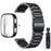 For Huami Amazfit Bip 6 A2435 3-Bead Stainless Steel Strap with TPU Full Cover Watch Case and Removal Tool - Black - 1