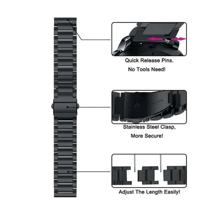 For Huami Amazfit Bip 6 A2435 3-Bead Stainless Steel Strap with TPU Full Cover Watch Case and Removal Tool - Black - 5