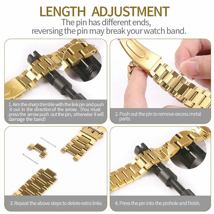 For Huami Amazfit Bip 6 A2435 3-Bead Stainless Steel Strap with TPU Full Cover Watch Case and Removal Tool - Black - 7