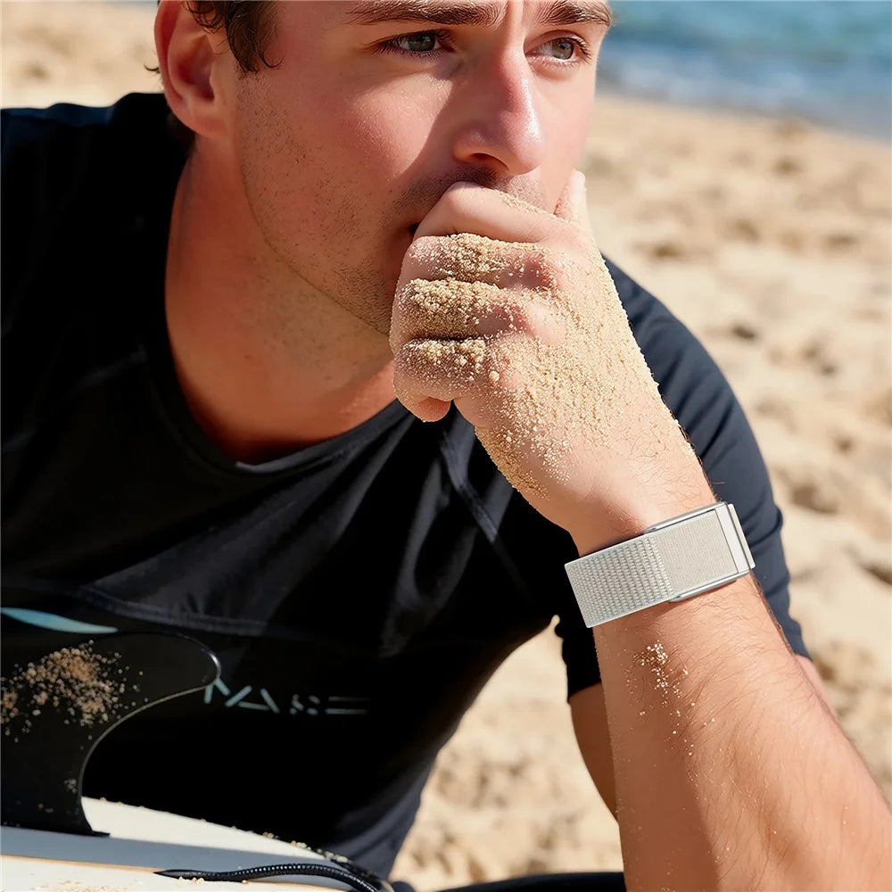For WHOOP 5.0 Breathable Nylon Loop Band Magic Tape Adjustable Sports Watch Strap - Starlight - 6