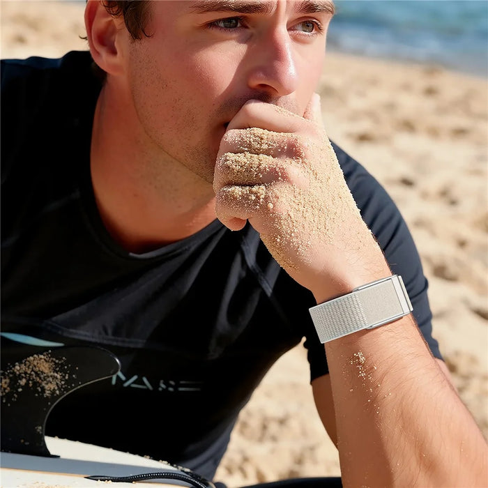 For WHOOP 5.0 LIFE MG Breathable Nylon Loop Band Magic Tape Adjustable Sports Watch Strap - Starlight - 6