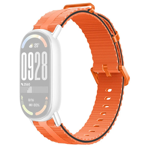 Silicone Strap for Xiaomi Smart Band 10 / 9 / 8 Watch Band Linear Texture Sport Wristband - Orange+Black - 1