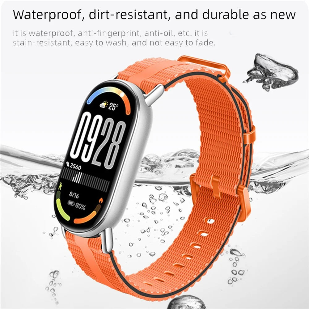 Silicone Strap for Xiaomi Smart Band 10 / 9 / 8 Watch Band Linear Texture Sport Wristband - Orange+Black - 3