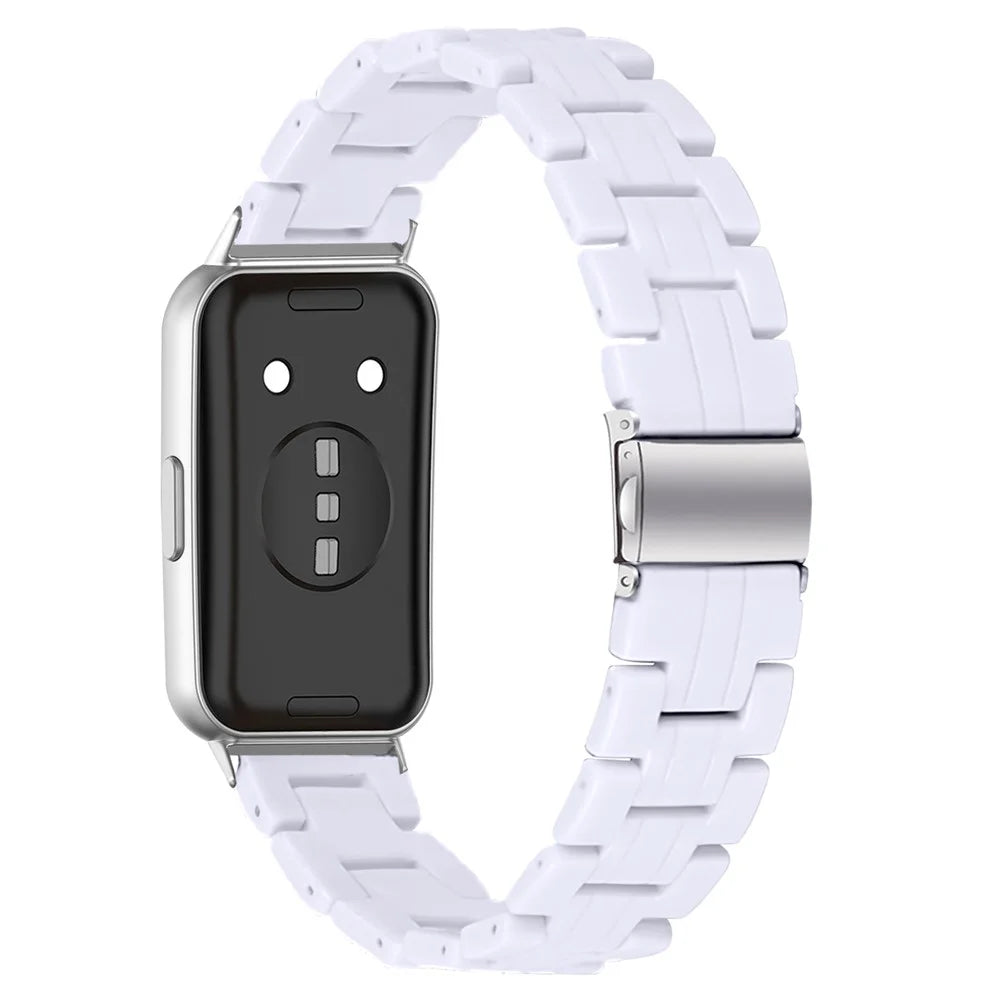Replacement Watch Band for Huawei Band 11 Pro NFC  /  11 NFC  /  11 Pro  /  11 Resin Watch Strap with Stainless Steel Buckle - White - 1