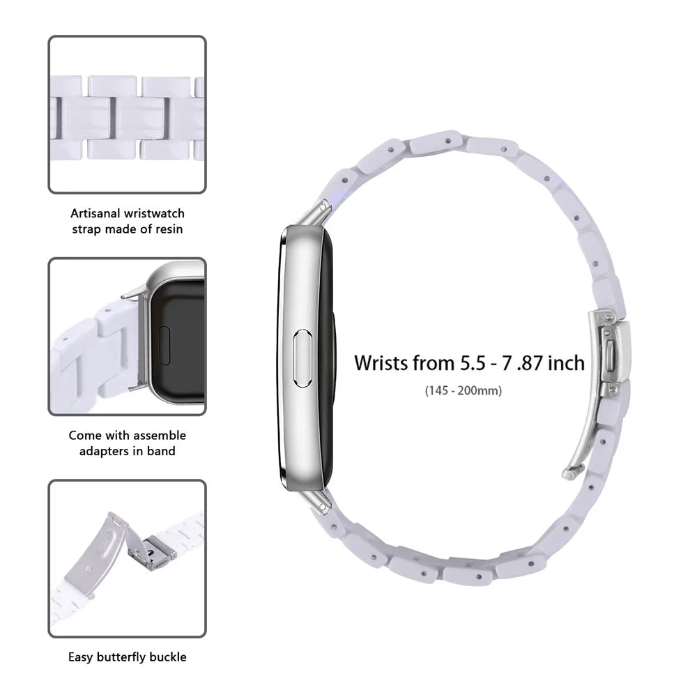 Replacement Watch Band for Huawei Band 11 Pro NFC  /  11 NFC  /  11 Pro  /  11 Resin Watch Strap with Stainless Steel Buckle - White - 6