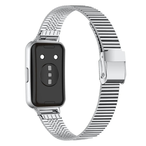 Stainless Steel Watch Strap for Huawei Band 11 Pro NFC / 11 NFC / 11 Pro / 11 Wrist Band Replacement with Double Buckles - Silver - 1