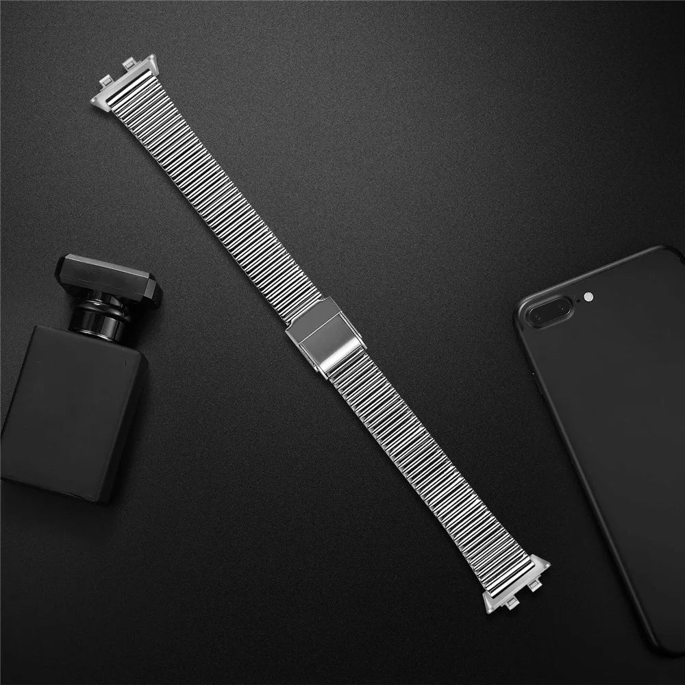 Stainless Steel Watch Strap for Huawei Band 11 Pro NFC / 11 NFC / 11 Pro / 11 Wrist Band Replacement with Double Buckles - Silver - 3