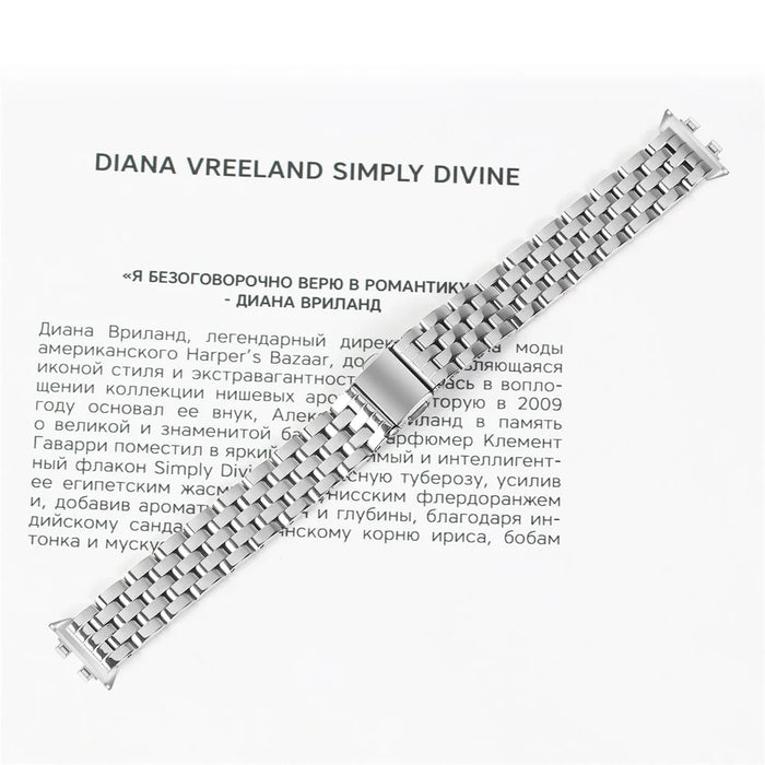 Slim 5-Bead Watch Band for Huawei Band 11 Pro NFC  /  11 NFC  /  11 Pro  /  11 Stainless Steel Strap - Silver - 6