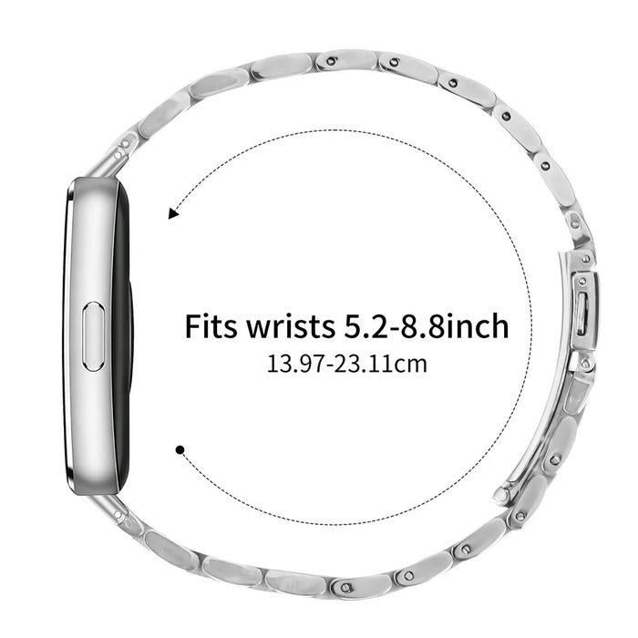 Slim 5-Bead Watch Band for Huawei Band 11 Pro NFC  /  11 NFC  /  11 Pro  /  11 Stainless Steel Strap - Silver - 7