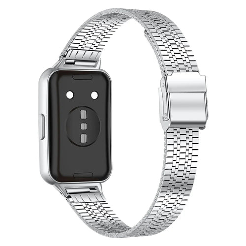 Watchband for Huawei Band 11 Pro NFC  /  11 NFC  /  11 Pro  /  11 Stainless Steel 5-Beads Watch Strap - Silver - 1