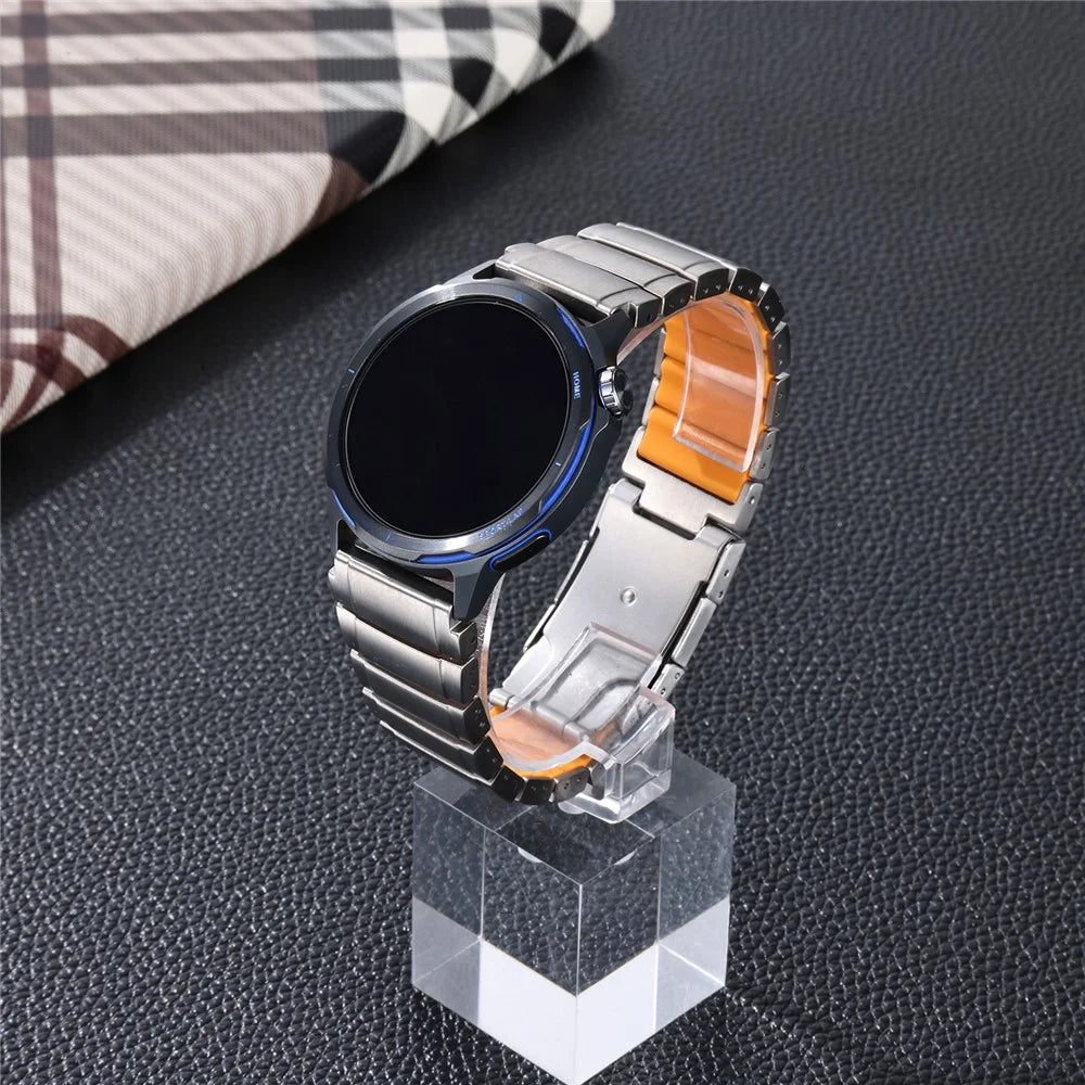 22mm Titanium Alloy + Silicone Band for Oppo Watch X3 / Watch X2 / Watch X / Watch 4 Pro / OnePlus 2 Quick Fit Metal Watch Strap - Silver - 2