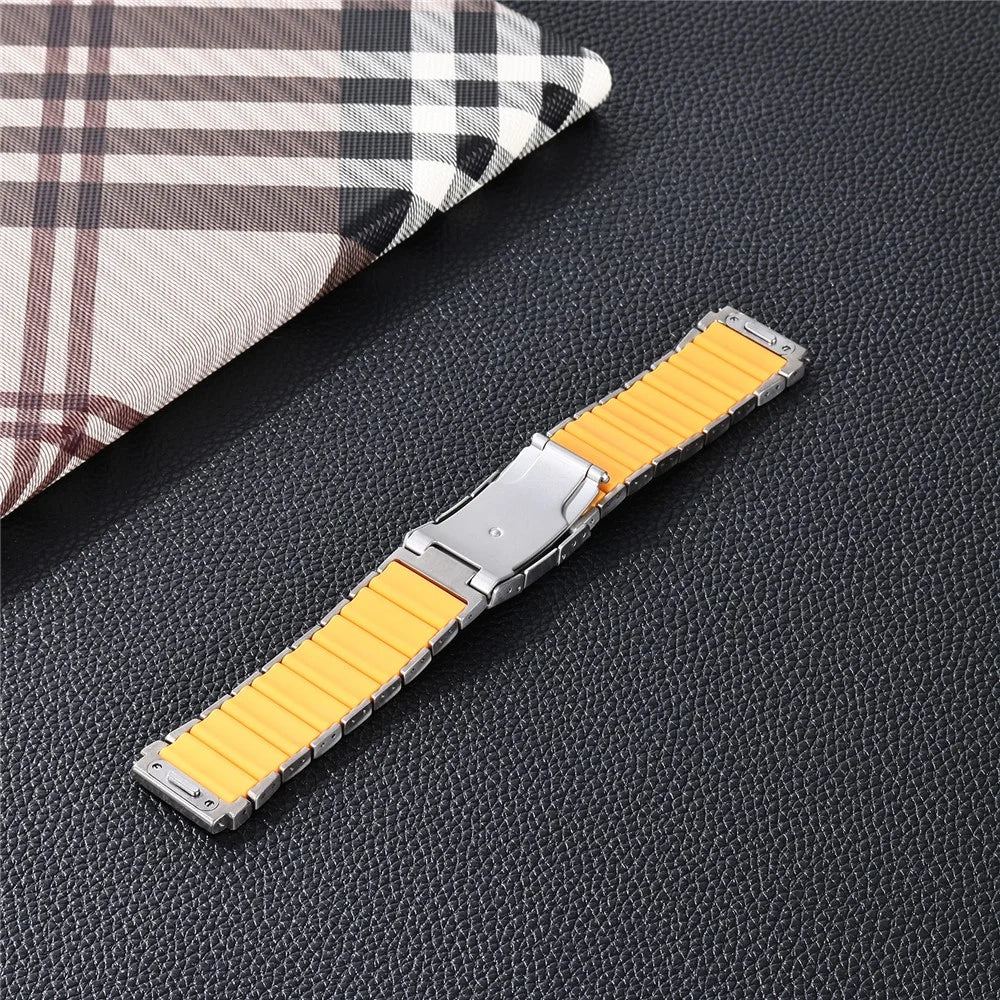 22mm Titanium Alloy + Silicone Band for Oppo Watch X3 / Watch X2 / Watch X / Watch 4 Pro / OnePlus 2 Quick Fit Metal Watch Strap - Silver - 3