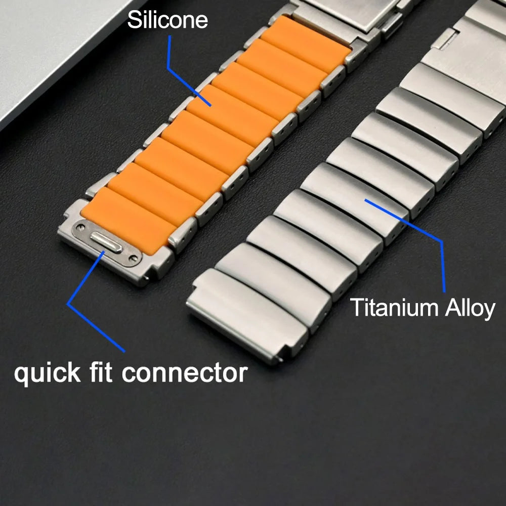 22mm Titanium Alloy + Silicone Band for Oppo Watch X3 / Watch X2 / Watch X / Watch 4 Pro / OnePlus 2 Quick Fit Metal Watch Strap - Silver - 5