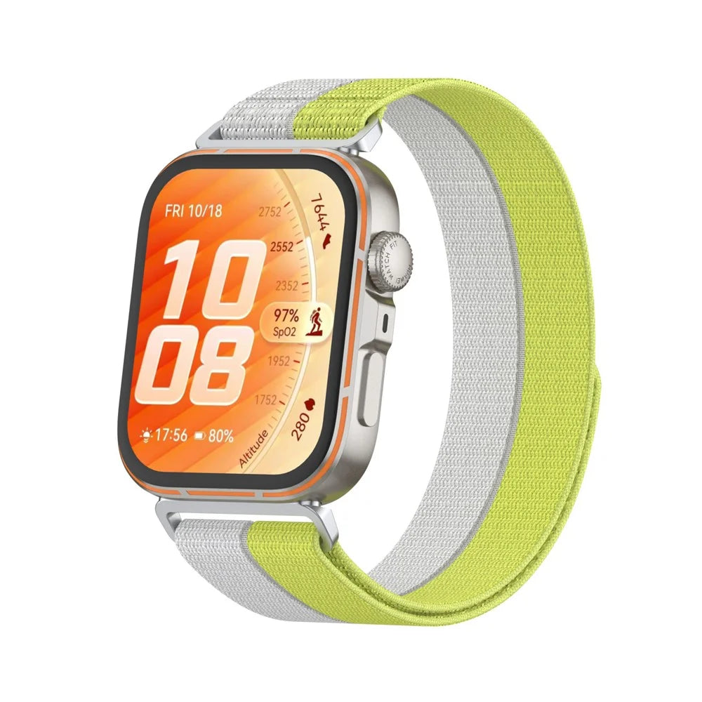 Strap for Huawei Watch Fit 5 Pro / 5 / 4 Pro / 4 / 3 Nylon Sport Band Magic Tape Breathable Wristband with Metal Connector - Yellow - 4