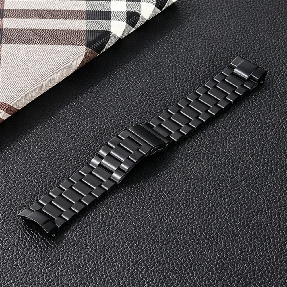 For Xiaomi Watch 5 Stainless Steel Strap Metal Band Three-Bead Flat Buckle Replacement Wristband - Black - 1