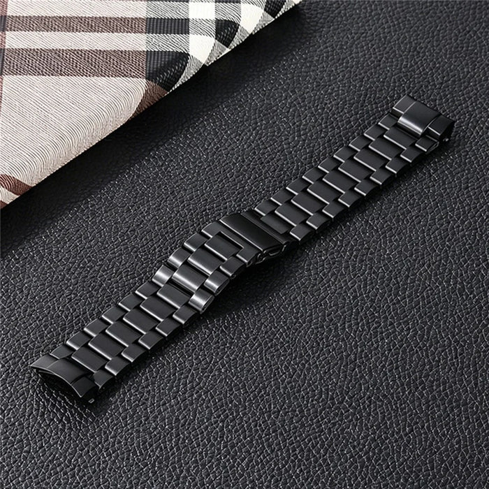 For Xiaomi Watch 5 Stainless Steel Strap Metal Band Three-Bead Flat Buckle Replacement Wristband - Black - 1