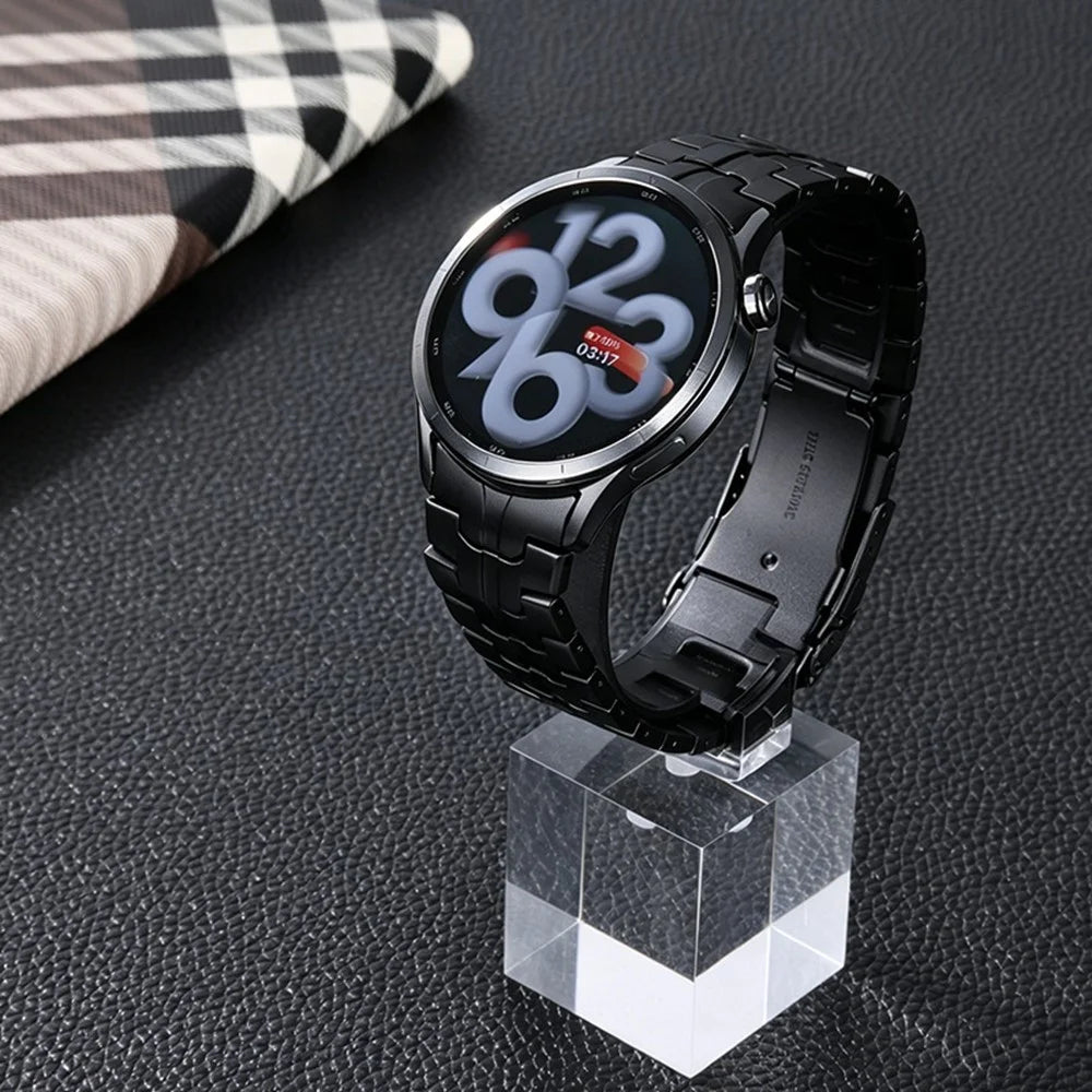 For Xiaomi Watch S5 Titanium Alloy Watch Strap Metal Chain Band with Foldable Buckle - Black - 3