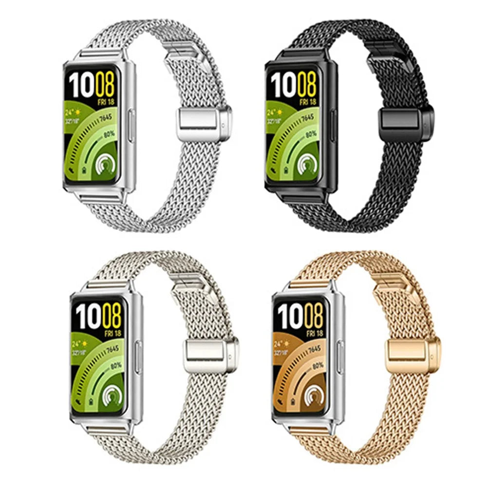 Stainless Steel Strap for Huawei Band 11 Pro NFC / 11 NFC / 11 Pro / 11 Herringbone Mesh Watch Band - Black - 4