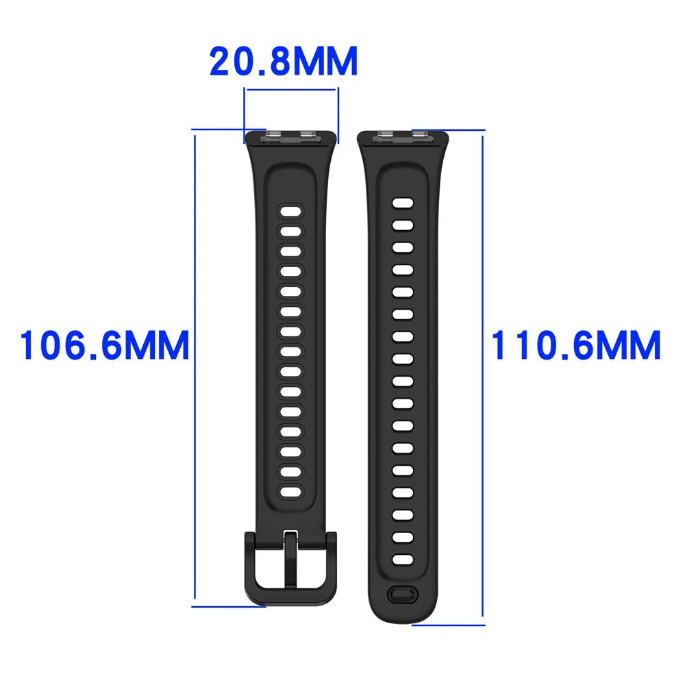Silicone Strap for Huawei Band 11 Pro NFC  /  11 NFC  /  11 Pro  /  11 Soft Sports Replacement Wristband - Black - 5