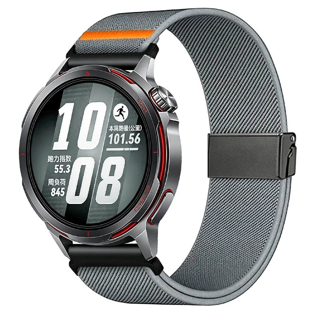 22mm Strap for Oppo Watch X3 / X2 / X / OnePlus Watch 2 Elastic Nylon Watchband with Horse Pattern Metal Buckle - Blue Grey - 2