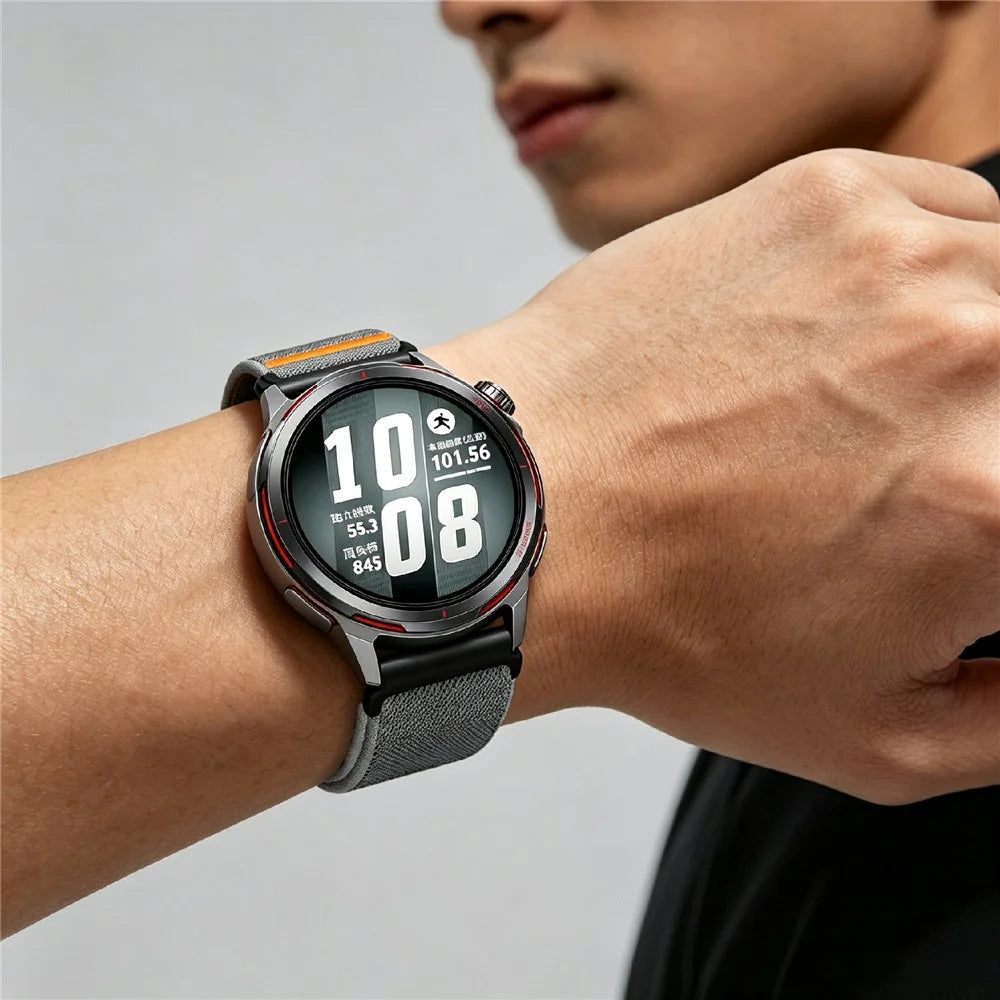 22mm Strap for Oppo Watch X3 / X2 / X / OnePlus Watch 2 Elastic Nylon Watchband with Horse Pattern Metal Buckle - Blue Grey - 4