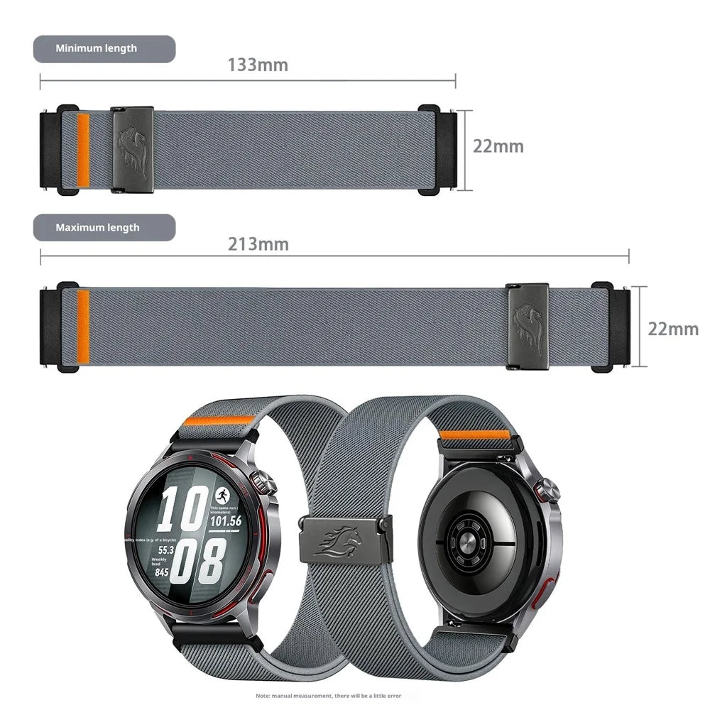 20mm Strap for Garmin Vivoactive 6 / 5 / Garmin Venu 2 Plus / Sq 2 / Sq Elastic Nylon Watchband with Horse Pattern Metal Buckle - Blue Grey - 7