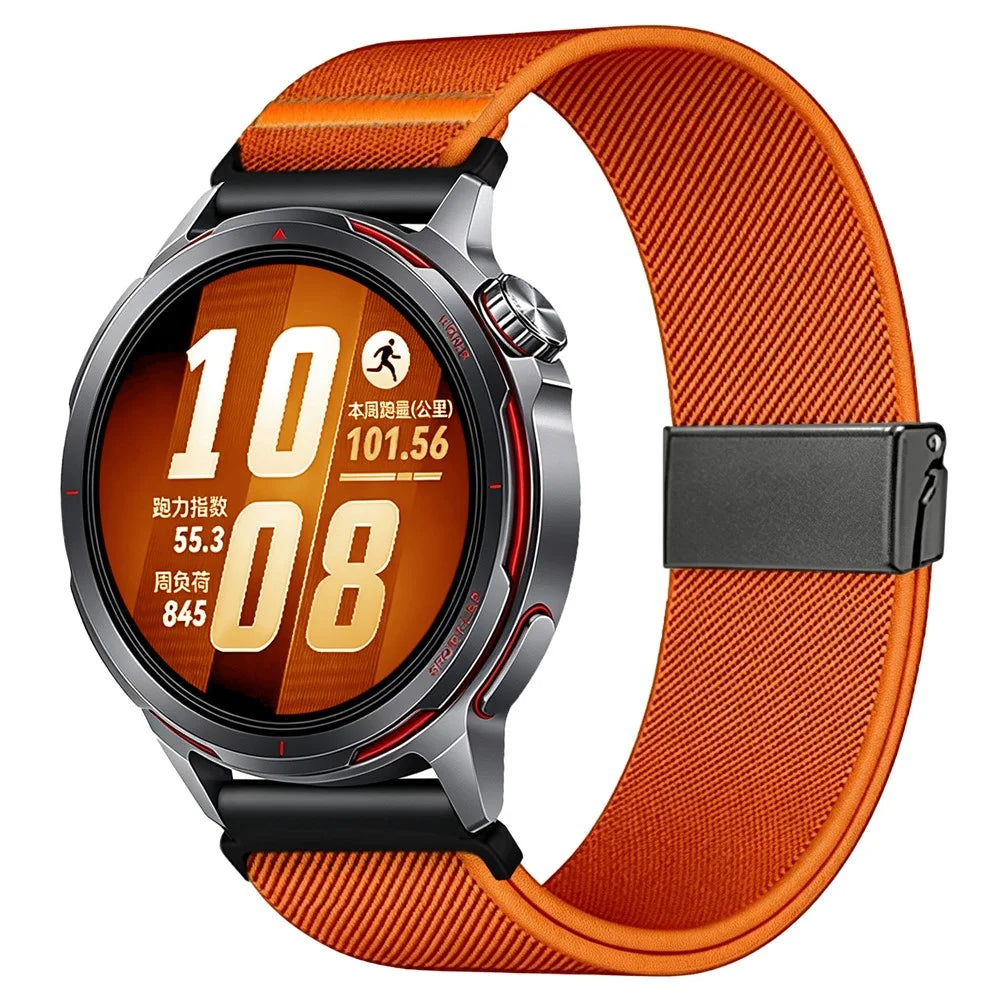 18mm Strap for Huawei Watch GT 6 41mm / GT 5 41mm / GT 5 Pro 42mm / Xiaomi Watch S4 41mm Elastic Nylon Watchband with Horse Pattern Metal Buckle - Orange - 2