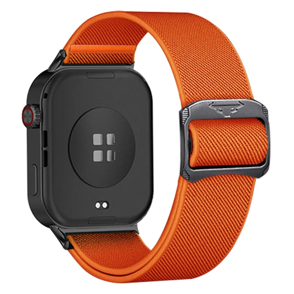Elastic Nylon Strap for Xiaomi Smart Band 10 Pro / 9 Pro / 8 Pro / Redmi Watch 6 / 5 / 4 Sport Watch Band with Bull Head Buckle - Orange - 1