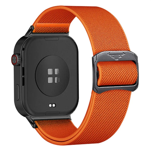 Elastic Nylon Strap for Xiaomi Smart Band 10 Pro / 9 Pro / 8 Pro / Redmi Watch 6 / 5 / 4 Sport Watch Band with Bull Head Buckle - Orange - 1