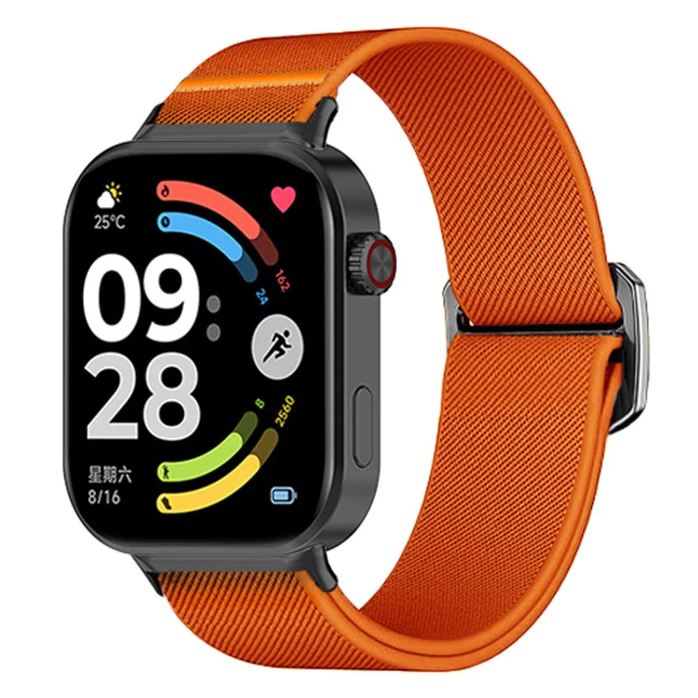 Elastic Nylon Strap for Xiaomi Smart Band 10 Pro / 9 Pro / 8 Pro / Redmi Watch 6 / 5 / 4 Sport Watch Band with Bull Head Buckle - Orange - 2
