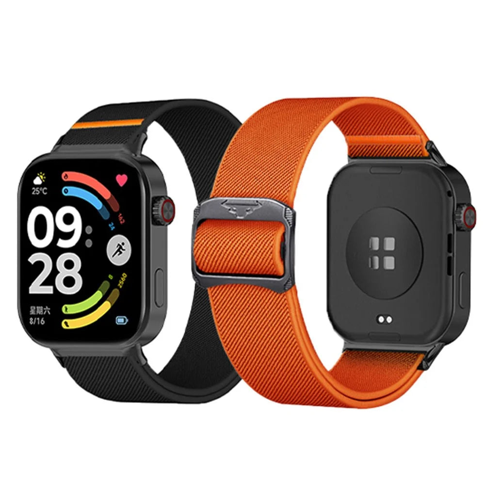 Elastic Nylon Strap for Xiaomi Smart Band 10 Pro / 9 Pro / 8 Pro / Redmi Watch 6 / 5 / 4 Sport Watch Band with Bull Head Buckle - Orange - 4