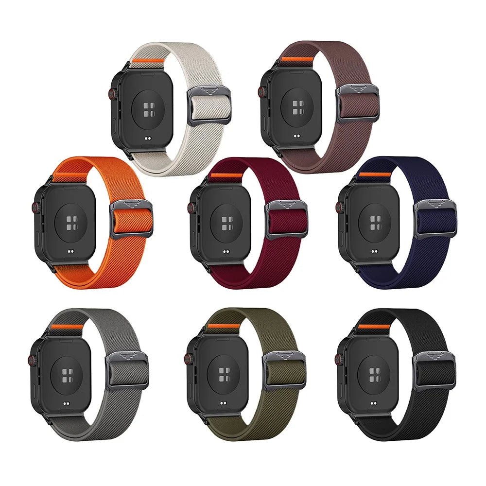 Elastic Nylon Strap for Xiaomi Smart Band 10 Pro / 9 Pro / 8 Pro / Redmi Watch 6 / 5 / 4 Sport Watch Band with Bull Head Buckle - Orange - 6