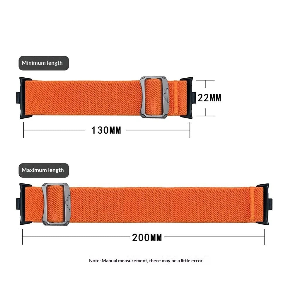 Elastic Nylon Strap for Xiaomi Smart Band 10 Pro / 9 Pro / 8 Pro / Redmi Watch 6 / 5 / 4 Sport Watch Band with Bull Head Buckle - Orange - 7