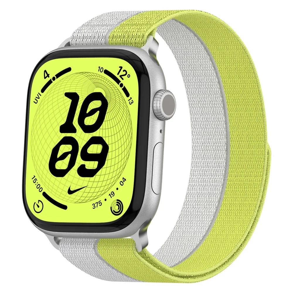 Nylon Sport Band for Apple Watch Ultra 3 2 1 49mm  /  Series 11 10 46mm  /  9 8 7 45mm  /  SE3 SE2 SE 6 5 4 44mm  /  3 2 1 42mm Magic Tape Breathable Wristband with Metal Connector - Yellow - 3