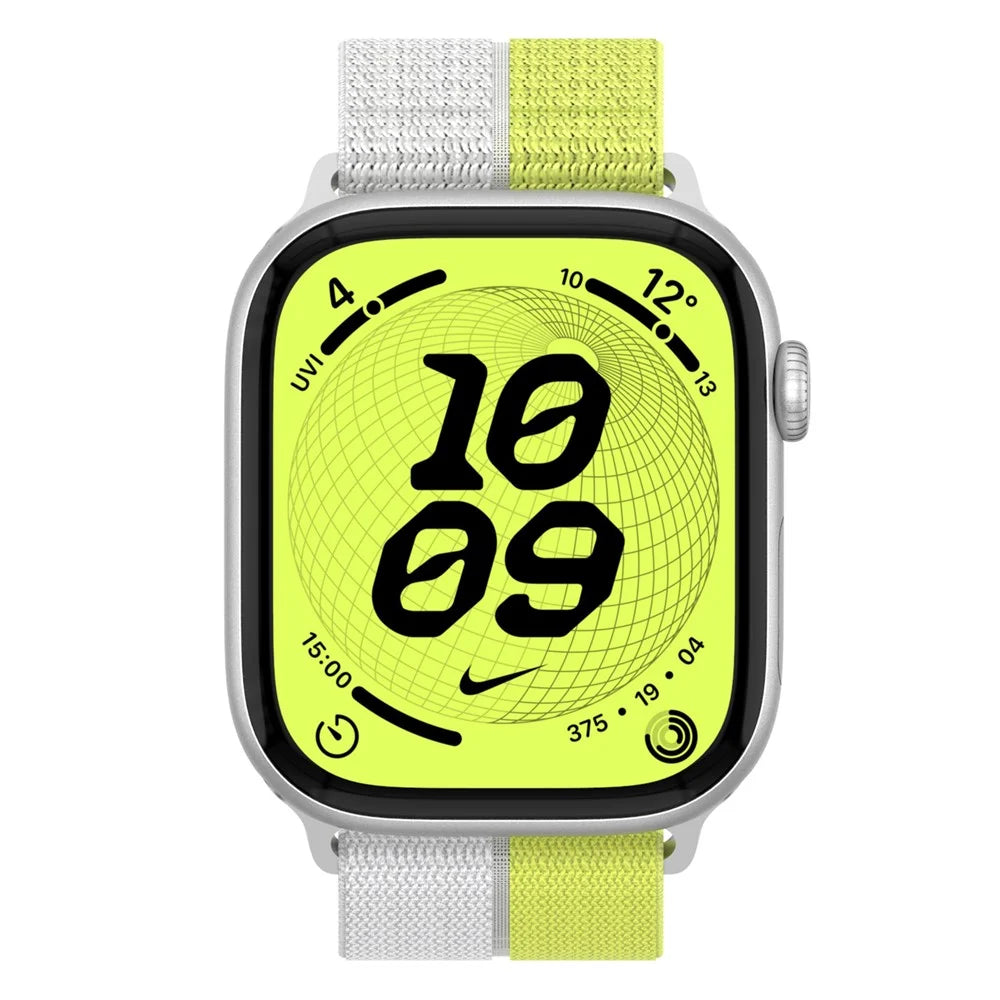 Nylon Sport Band for Apple Watch Ultra 3 2 1 49mm  /  Series 11 10 46mm  /  9 8 7 45mm  /  SE3 SE2 SE 6 5 4 44mm  /  3 2 1 42mm Magic Tape Breathable Wristband with Metal Connector - Yellow - 4