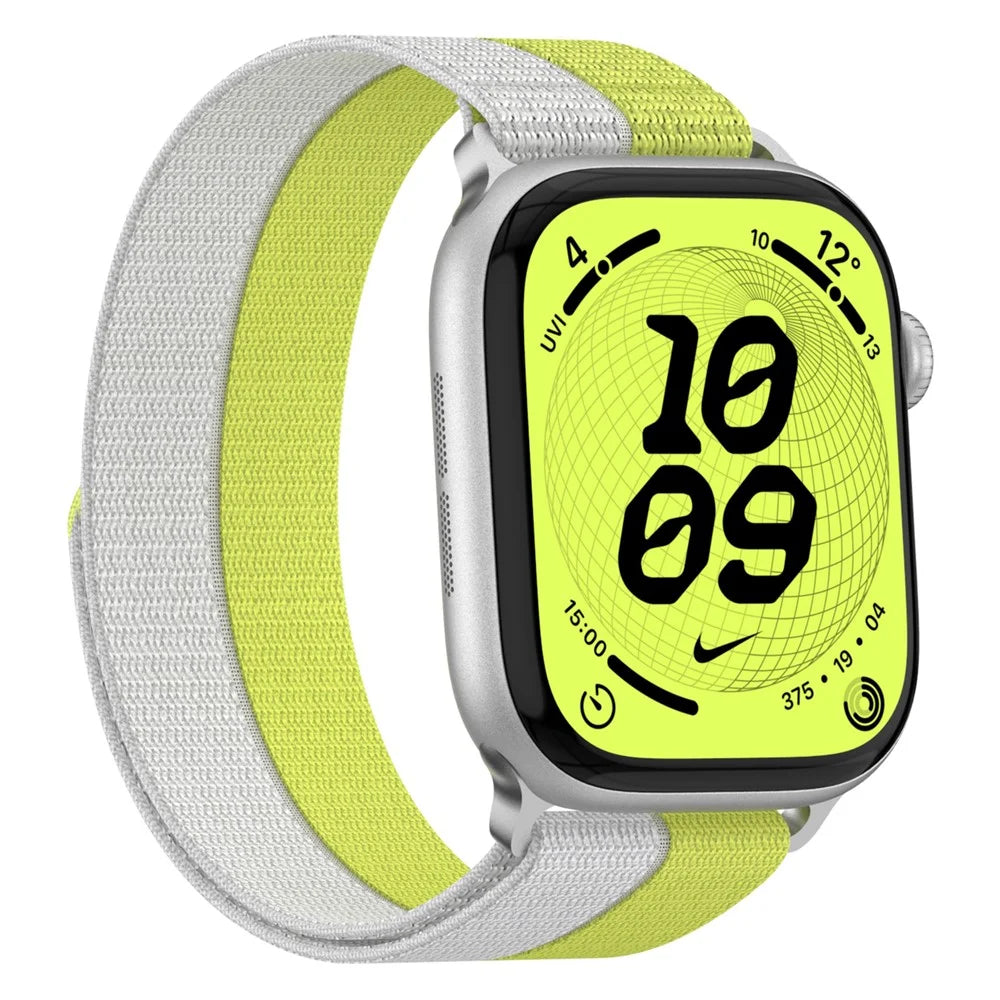 Nylon Sport Band for Apple Watch Series 11 10 42mm  /  9 8 7 41mm  /  SE3 SE2 SE 6 5 4 40mm  /  3 2 1 38mm Magic Tape Breathable Wristband with Metal Connector - Yellow - 2