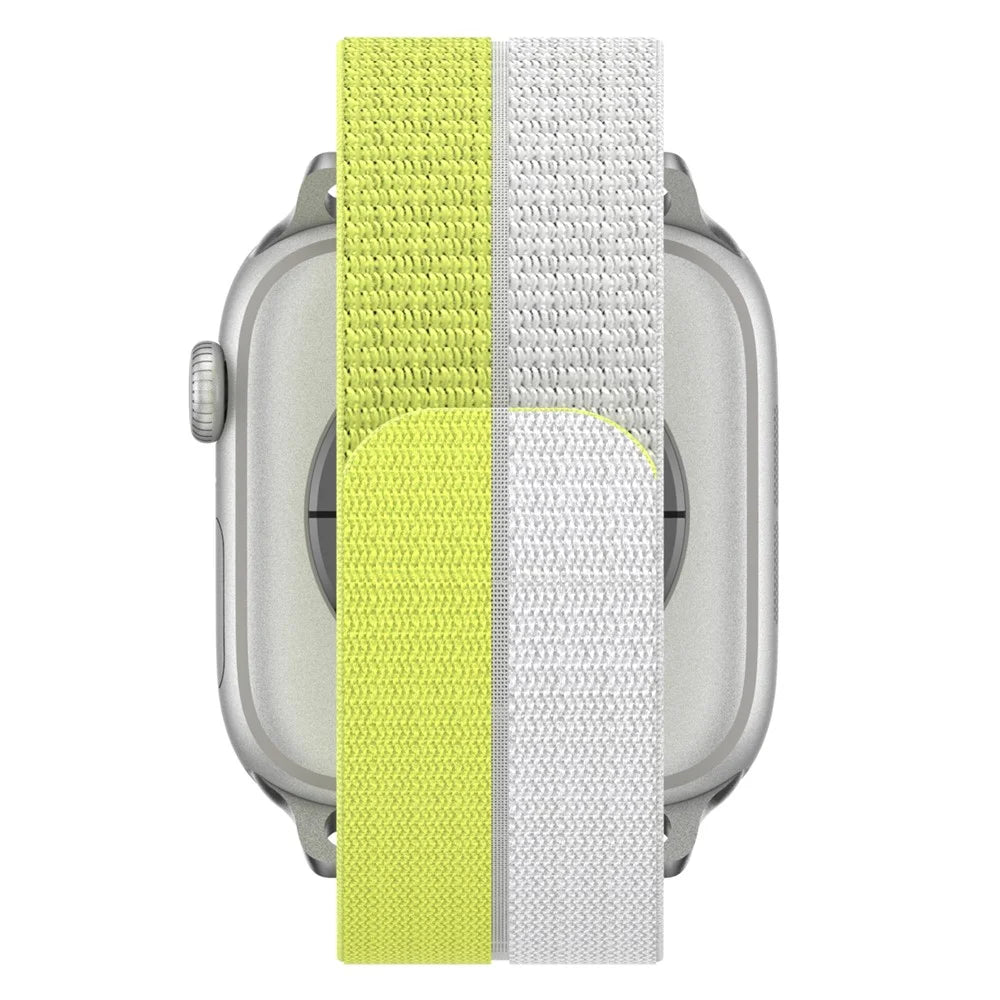 Nylon Sport Band for Apple Watch Series 11 10 42mm  /  9 8 7 41mm  /  SE3 SE2 SE 6 5 4 40mm  /  3 2 1 38mm Magic Tape Breathable Wristband with Metal Connector - Yellow - 5