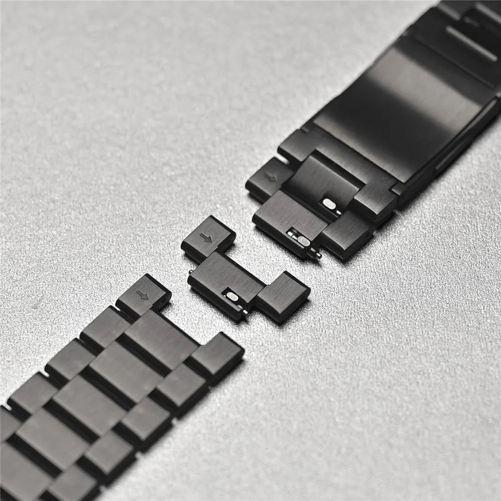 Titanium Alloy Band for Apple Watch Series 11 10 42mm  /  9 8 7 41mm  /  SE3 SE2 SE 6 5 4 40mm  /  3 2 1 38mm 3-Bead Watch Strap with Magnetic Buckle - Black - 6