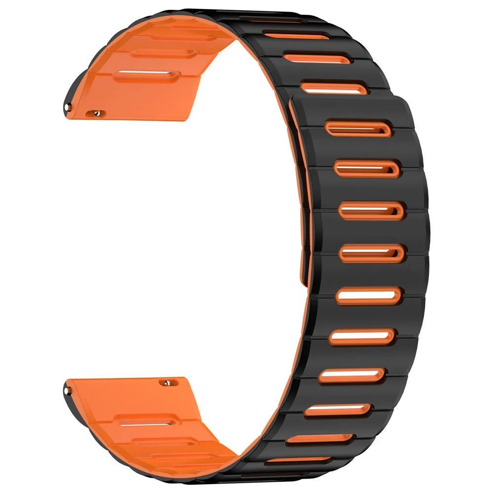 22mm Strap for Huawei Watch GT 6 46mm / GT 5 46mm / GT 5 Pro 46mm Breathable Macaron Magnetic Silicone Band - Black+Orange - 3
