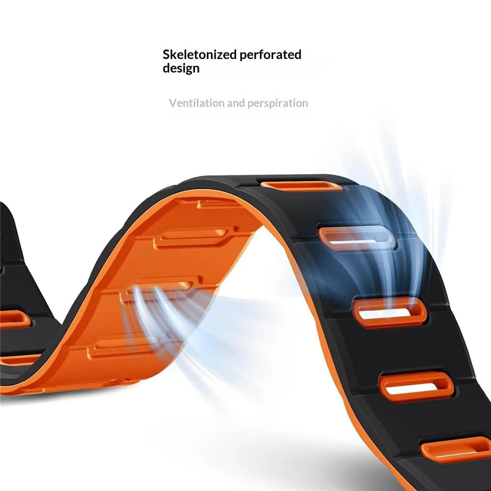 22mm Strap for Huawei Watch GT 6 46mm / GT 5 46mm / GT 5 Pro 46mm Breathable Macaron Magnetic Silicone Band - Black+Orange - 6