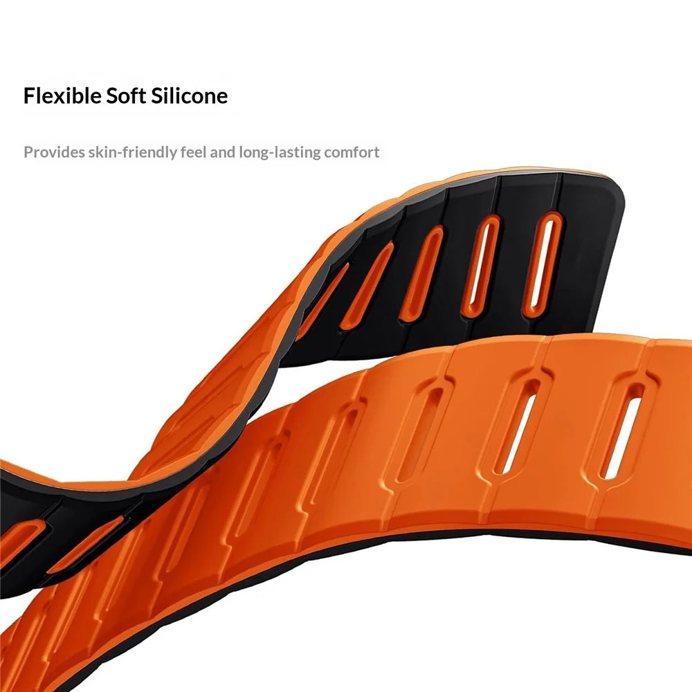 22mm Strap for Huawei Watch GT 6 46mm / GT 5 46mm / GT 5 Pro 46mm Breathable Macaron Magnetic Silicone Band - Black+Orange - 7