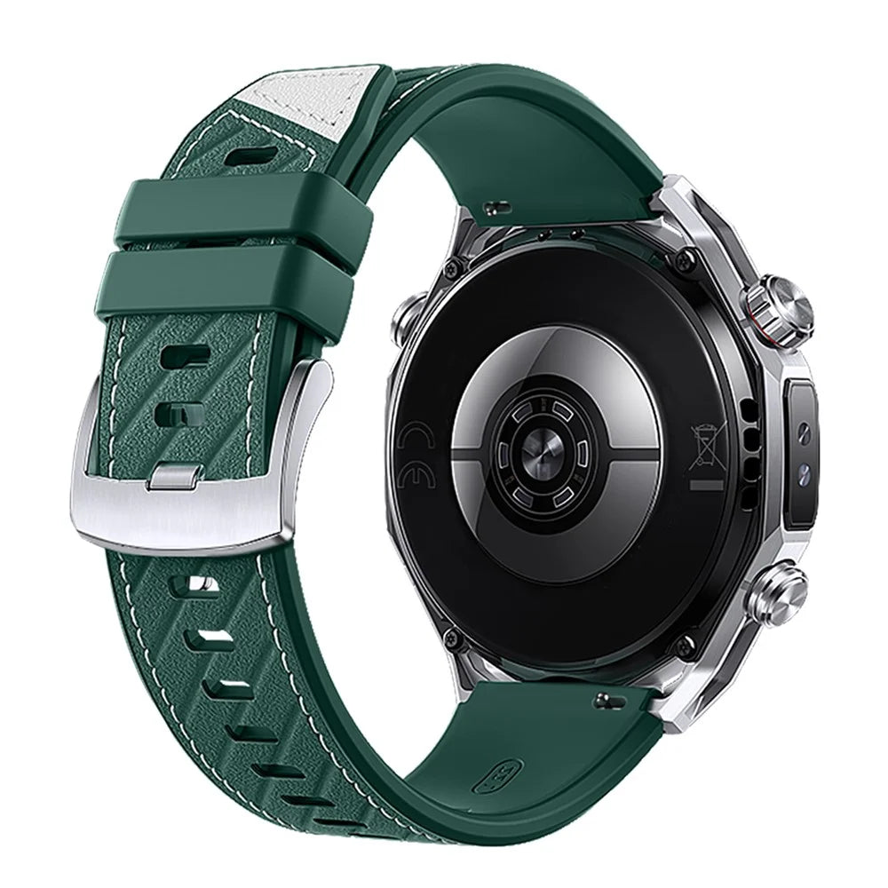 22mm Strap for Huawei Watch Ultimate 2 / GT 6 46mm / GT 5 46mm / GT 5 Pro 46mm Microfiber Leather + Silicone Watch Band with Quick Release Spring Bar - Green - 1