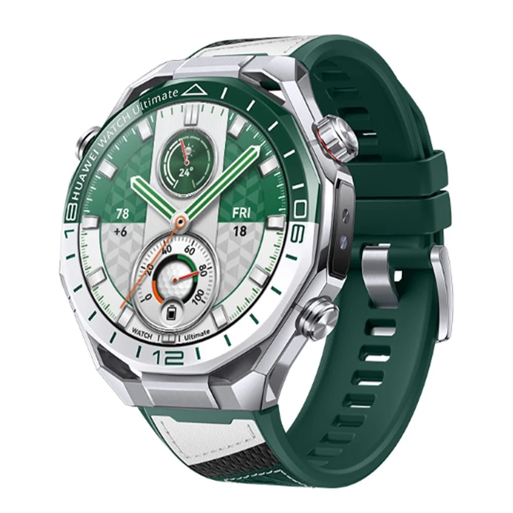 22mm Strap for Huawei Watch Ultimate 2 / GT 6 46mm / GT 5 46mm / GT 5 Pro 46mm Microfiber Leather + Silicone Watch Band with Quick Release Spring Bar - Green - 2