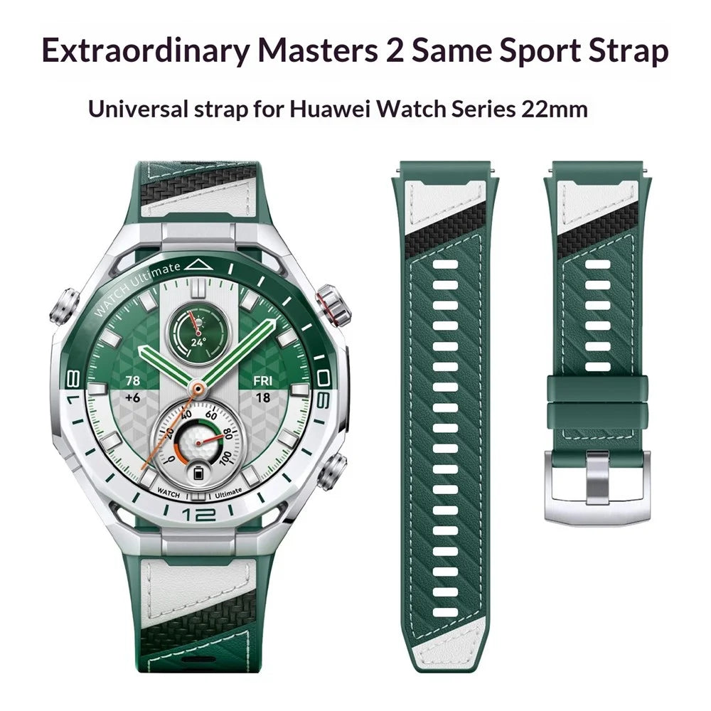 22mm Strap for Huawei Watch Ultimate 2 / GT 6 46mm / GT 5 46mm / GT 5 Pro 46mm Microfiber Leather + Silicone Watch Band with Quick Release Spring Bar - Green - 5