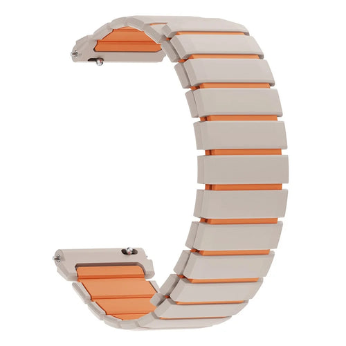 22mm Strap for Huawei Watch GT Runner 2 / GT 6 46mm / GT 5 46mm / GT 5 Pro 46mm Magnetic Silicone Band Dual Color Replacement Wristband - Starlight+Orange - 1